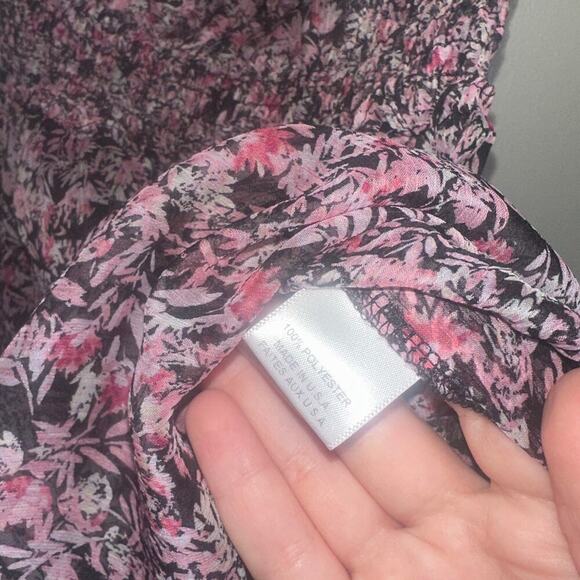 Misa Los Angeles Floral Hollen Maxi Dress Synched Waist Pink/White Size Medium - Picture 7 of 9